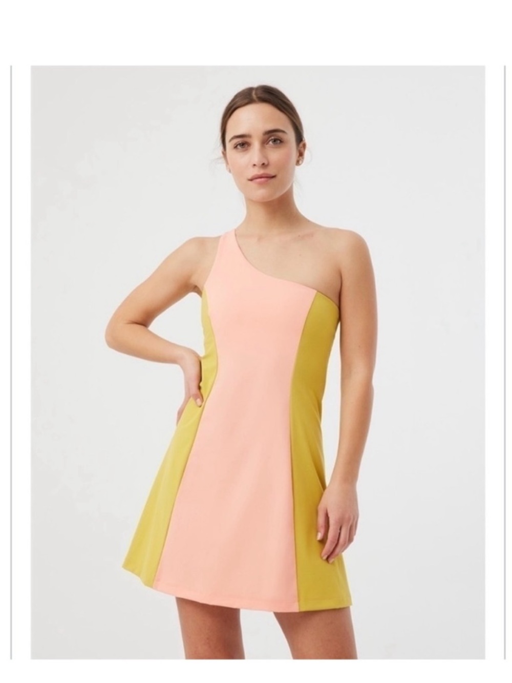 Outdoor Voices  One Shoulder Dress Workout Athlete green pink Sz XS